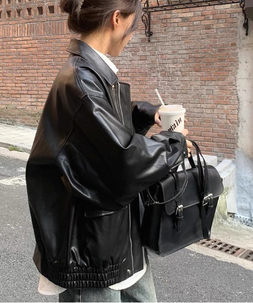 SHEPP(シープ)の「オーバーサイズ PUジャケット(ブルゾン・レディース・ブラウン/ブラック・L/M)」の21枚目の写真
