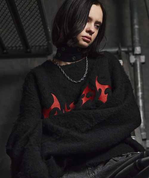 ERAR(エラー)の「【ERAR】起毛フェザーロゴ刺繍ロングアームショート丈ロールアップニット(ニット/セーター・メンズ・チャコール/ブラック・XL/L/M/S)」の16枚目の写真