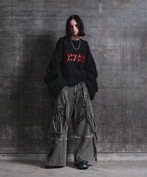 ERAR(エラー)の「【ERAR】起毛フェザーロゴ刺繍ロングアームショート丈ロールアップニット(ニット/セーター・メンズ・チャコール/ブラック・XL/L/M/S)」の19枚目の写真