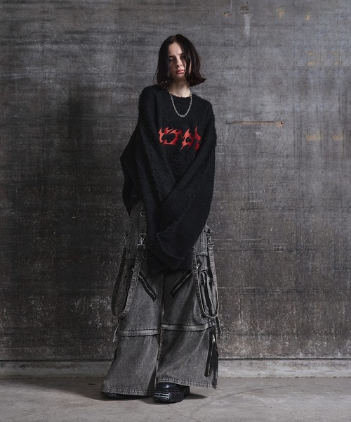 ERAR(エラー)の「【ERAR】起毛フェザーロゴ刺繍ロングアームショート丈ロールアップニット(ニット/セーター・メンズ・チャコール/ブラック・XL/L/M/S)」の21枚目の写真