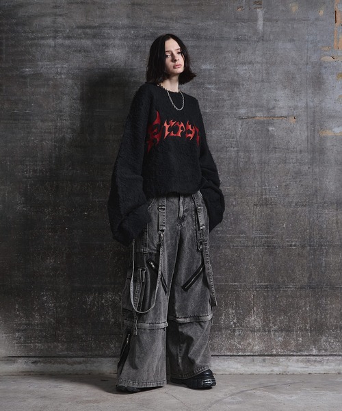 ERAR(エラー)の「【ERAR】起毛フェザーロゴ刺繍ロングアームショート丈ロールアップニット(ニット/セーター・メンズ・チャコール/ブラック・XL/L/M/S)」の17枚目の写真