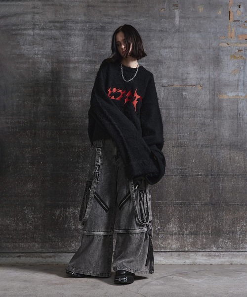 ERAR(エラー)の「【ERAR】起毛フェザーロゴ刺繍ロングアームショート丈ロールアップニット(ニット/セーター・メンズ・チャコール/ブラック・XL/L/M/S)」の20枚目の写真