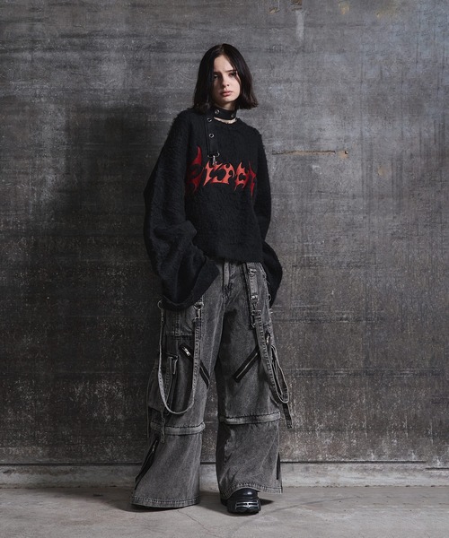 ERAR(エラー)の「【ERAR】起毛フェザーロゴ刺繍ロングアームショート丈ロールアップニット(ニット/セーター・メンズ・チャコール/ブラック・XL/L/M/S)」の22枚目の写真