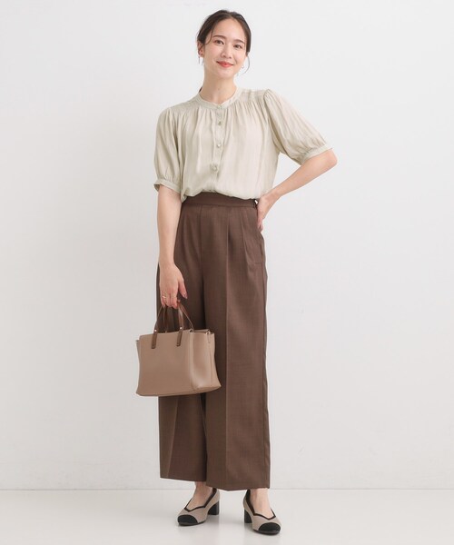 DRESKIP（ドレスキップ）の「【洗える/S-LL】大人上品な印象のサテン5分袖ブラウス（シャツ/ブラウス・レディース・ピンク/チャコールグレー/ライトベージュ・04/03/02/01）」の10枚目の写真