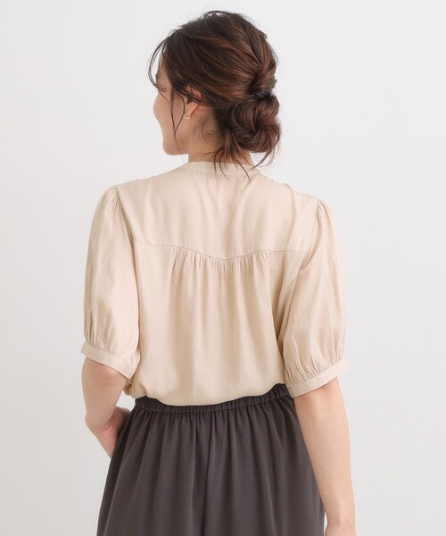 DRESKIP（ドレスキップ）の「【洗える/S-LL】大人上品な印象のサテン5分袖ブラウス（シャツ/ブラウス・レディース・ピンク/チャコールグレー/ライトベージュ・04/03/02/01）」の13枚目の写真