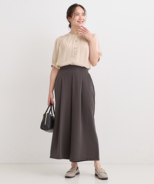 DRESKIP（ドレスキップ）の「【洗える/S-LL】大人上品な印象のサテン5分袖ブラウス（シャツ/ブラウス・レディース・ピンク/チャコールグレー/ライトベージュ・04/03/02/01）」の14枚目の写真