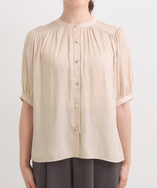DRESKIP（ドレスキップ）の「【洗える/S-LL】大人上品な印象のサテン5分袖ブラウス（シャツ/ブラウス・レディース・ピンク/チャコールグレー/ライトベージュ・04/03/02/01）」の16枚目の写真