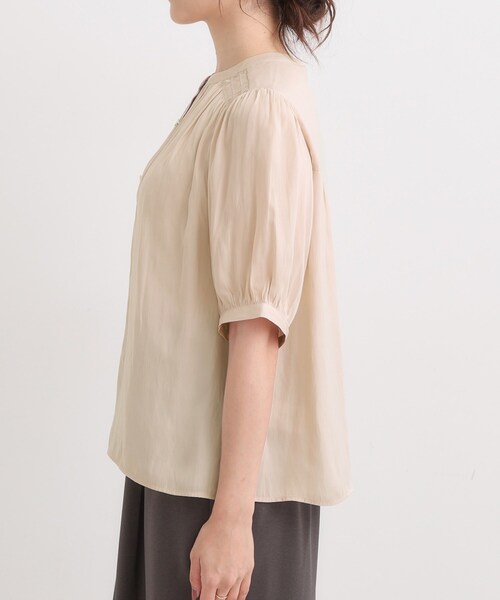 DRESKIP（ドレスキップ）の「【洗える/S-LL】大人上品な印象のサテン5分袖ブラウス（シャツ/ブラウス・レディース・ピンク/チャコールグレー/ライトベージュ・04/03/02/01）」の17枚目の写真