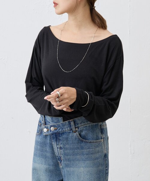 SHENERY(シーナリー)の「ベーシックオフショルカットソー(Tシャツ/カットソー・レディース・ブラック/オフホワイト/ピンク・FREE)」の3枚目の写真