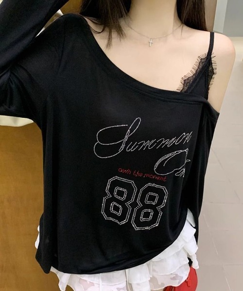 Riff(リフ)の「ラインストーンロゴワンショルダーロンT(Tシャツ/カットソー・レディース・ホワイト/ブラック・M)」の20枚目の写真