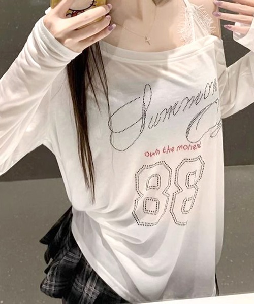 Riff(リフ)の「ラインストーンロゴワンショルダーロンT(Tシャツ/カットソー・レディース・ホワイト/ブラック・M)」の15枚目の写真