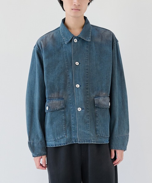 F-LAGSTUF-F(フラグスタフ)の「【F-LAGSTUF-F/フラグスタフ】DENIM C-A JACKET(デニムジャケット・メンズ・ブラック/インディゴブルー・L/M)」の1枚目の写真