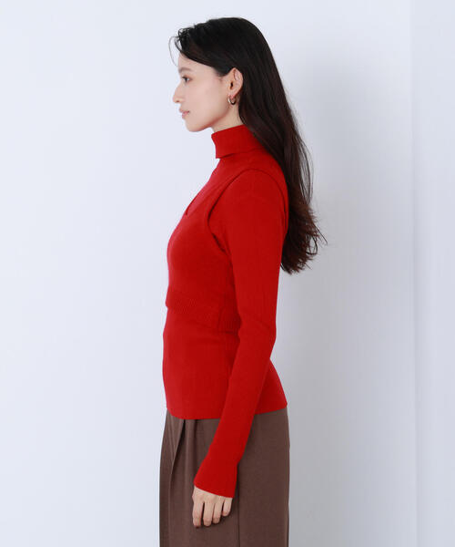 NATURAL BEAUTY BASIC(ナチュラルビューティーベーシック)の「◇【BLANC】ビスチェレイヤードニット(ニット/セーター・レディース・レッド/ブラック系その他・FREE)」の3枚目の写真