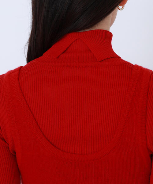 NATURAL BEAUTY BASIC(ナチュラルビューティーベーシック)の「◇【BLANC】ビスチェレイヤードニット(ニット/セーター・レディース・レッド/ブラック系その他・FREE)」の6枚目の写真