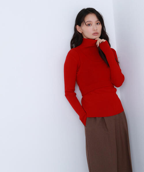 NATURAL BEAUTY BASIC(ナチュラルビューティーベーシック)の「◇【BLANC】ビスチェレイヤードニット(ニット/セーター・レディース・レッド/ブラック系その他・FREE)」の2枚目の写真