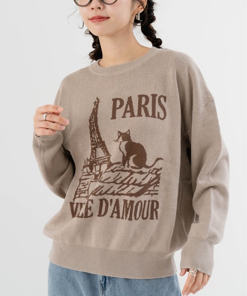 refinedworks（リファインドワークス）の「【refinedworks】スウェット ライクな ニット プルオーバー！（ニット/セーター・レディース・グレー/ブラック/ベージュ・FREE）」の3枚目の写真