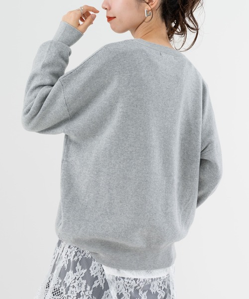 refinedworks（リファインドワークス）の「【refinedworks】スウェット ライクな ニット プルオーバー！（ニット/セーター・レディース・グレー/ブラック/ベージュ・FREE）」の5枚目の写真