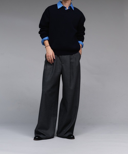 セール】Wool Like 2-Tuck Wide Slacks / ウールライク2タックワイド