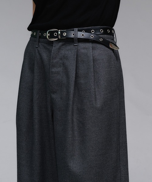 Adoon plain（アドーンプレーン）の「Wool Like 2-Tuck Wide Slacks / ウールライク2タックワイドスラックスパンツ（スラックス・メンズ・チャコールグレー/ライトグレー/ブラウン/ライトカーキ・SMALL/MEDIUM/LARGE）」の17枚目の写真