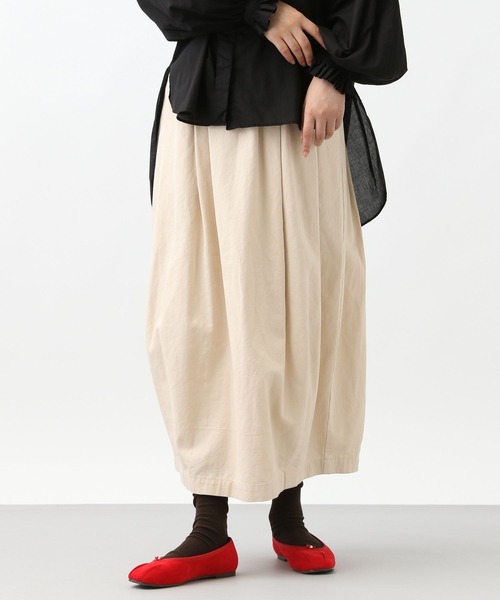 セール】《natural by clip》綿麻タックコクーンスカート（スカート