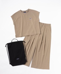 THOUSAND MILE（サウザンドマイル）の「[L's]FRENCH SLEEVE SHIRT & LONG PANTS SET NY/PU/フレンチスリーブシャツ＆ロングパンツセット【撥水,４WAYストレッチ, UVカット,セットアップ】（セットアップ）」