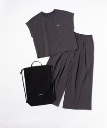 THOUSAND MILE（サウザンドマイル）の「[L's]FRENCH SLEEVE SHIRT & LONG PANTS SET NY/PU/フレンチスリーブシャツ＆ロングパンツセット【撥水,４WAYストレッチ, UVカット,セットアップ】（セットアップ）」
