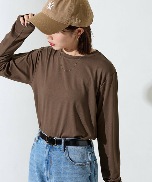FREAK'S STORE(フリークスストア)の「限定展開 マシュマロ タッチ クルーネック ロングスリーブ トップス(Tシャツ/カットソー・レディース・オフホワイト/ブルー/ブラック/オリーブ/ブラウン/オレンジ・フリ-)」の4枚目の写真