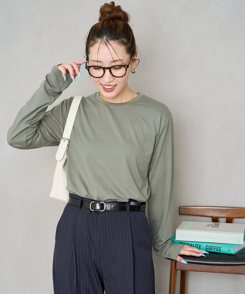 FREAK'S STORE(フリークスストア)の「限定展開 マシュマロ タッチ クルーネック ロングスリーブ トップス(Tシャツ/カットソー・レディース・オフホワイト/ブルー/ブラック/オリーブ/ブラウン/オレンジ・フリ-)」の11枚目の写真