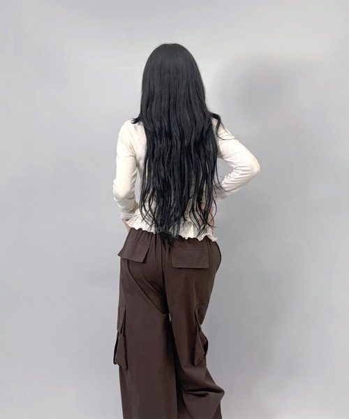 FOLLOWIN（フォロウィン）の「4color/レーススリムマフラー/ドットフリルキャミカーディガンSET（カーディガン/ボレロ・レディース・ベージュ/ダークブラウン/アイボリー/ブラック・FREE）」の21枚目の写真