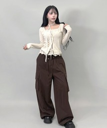 FOLLOWIN（フォロウィン）の「4color レーススリムマフラー ドットフリルキャミカーディガンSET（カーディガン/ボレロ）」