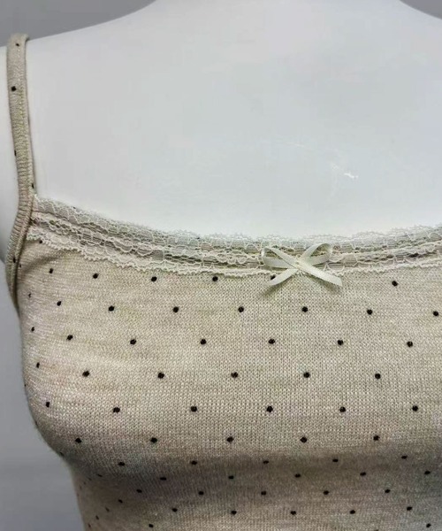 FOLLOWIN（フォロウィン）の「4color/レーススリムマフラー/ドットフリルキャミカーディガンSET（カーディガン/ボレロ・レディース・ベージュ/ダークブラウン/アイボリー/ブラック・FREE）」の13枚目の写真