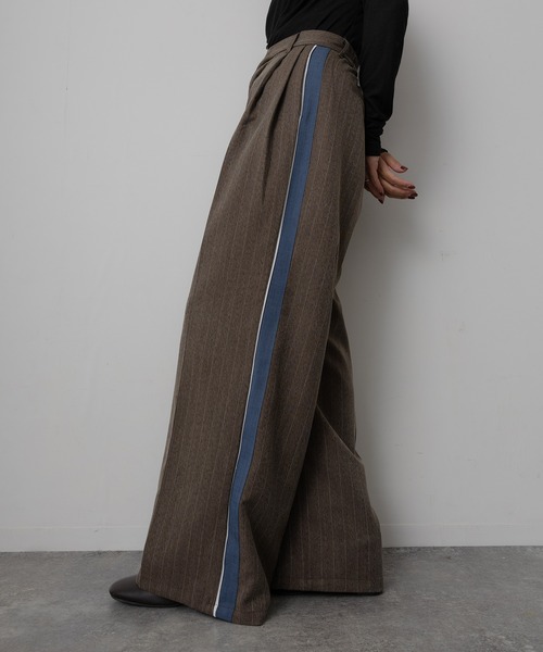 Floran（フローラン）の「ツイルライン入りパンツ（スラックス・レディース・チャコールグレー/グレー/ブラウン・FREE）」の3枚目の写真