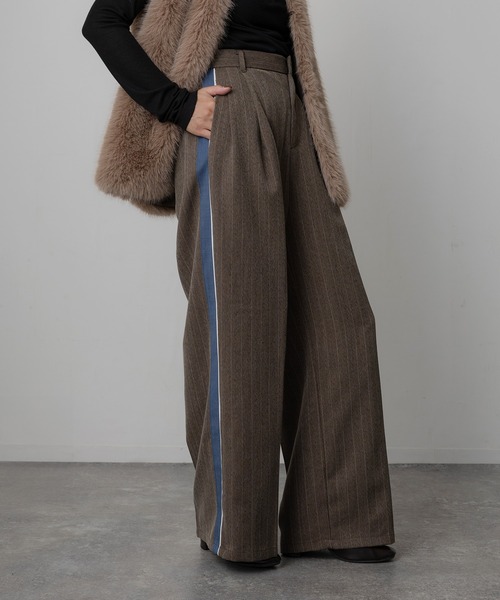 Floran（フローラン）の「ツイルライン入りパンツ（スラックス・レディース・チャコールグレー/グレー/ブラウン・FREE）」の9枚目の写真