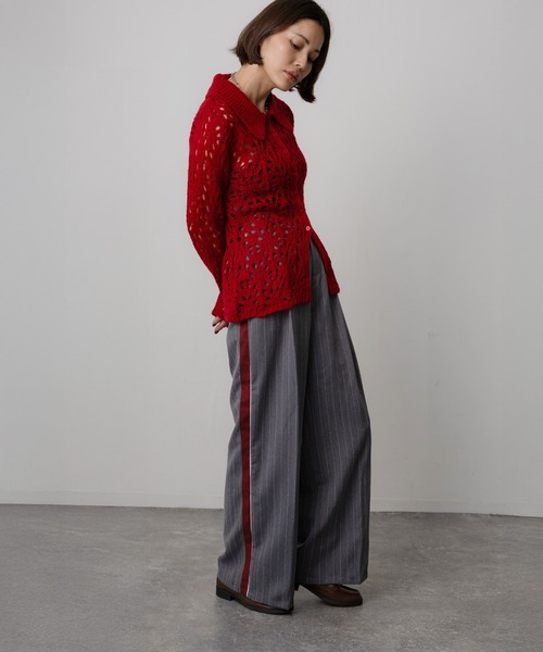 Floran（フローラン）の「ツイルライン入りパンツ（スラックス・レディース・チャコールグレー/グレー/ブラウン・FREE）」の7枚目の写真