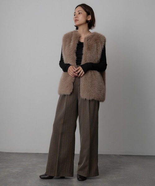 Floran（フローラン）の「ツイルライン入りパンツ（スラックス・レディース・チャコールグレー/グレー/ブラウン・FREE）」の14枚目の写真