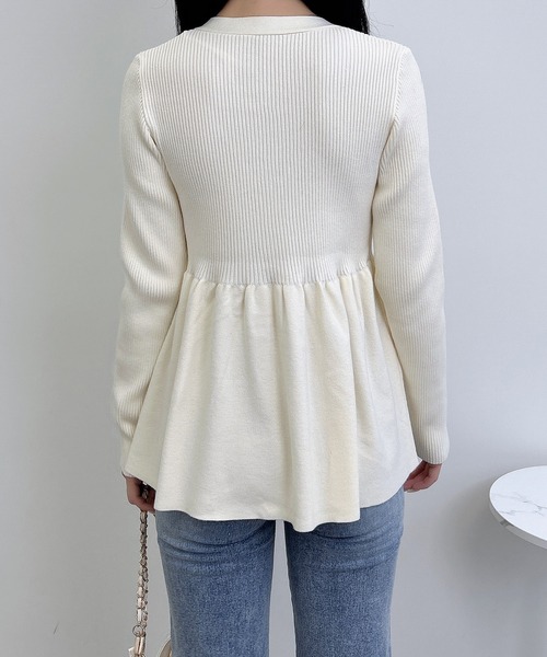 INGNI（イング）の「リブペプラムニットカーディガン（カーディガン/ボレロ・レディース・ボルドー/アイボリー/ブラック/チャコールグレー・M）」の14枚目の写真