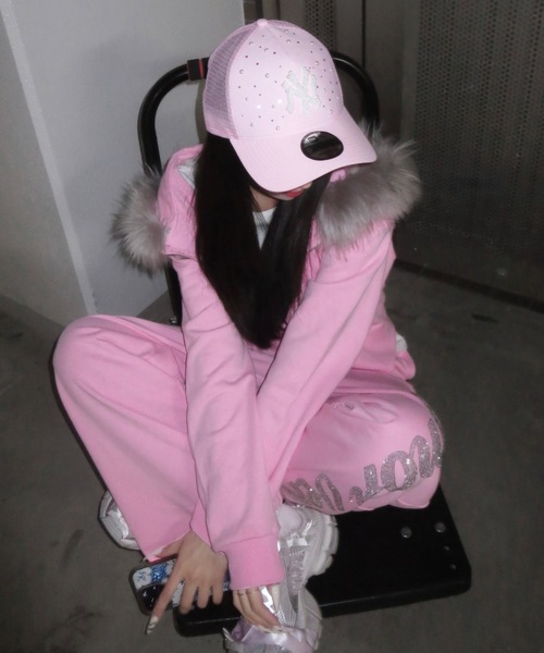 8iuxu_× tinkerend】Rhinestone Fur Hoodie / ラインストーンファー