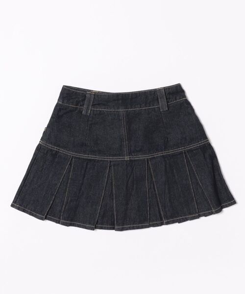 Figments（フィグメンツ）の「プリーツヘムリジットデニムミニスカパン（デニムスカート・レディース・インディゴブルー/ブラック系2・SMALL/MEDIUM）」の3枚目の写真