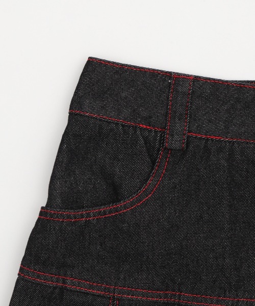 Figments（フィグメンツ）の「プリーツヘムリジットデニムミニスカパン（デニムスカート・レディース・インディゴブルー/ブラック系2・SMALL/MEDIUM）」の4枚目の写真