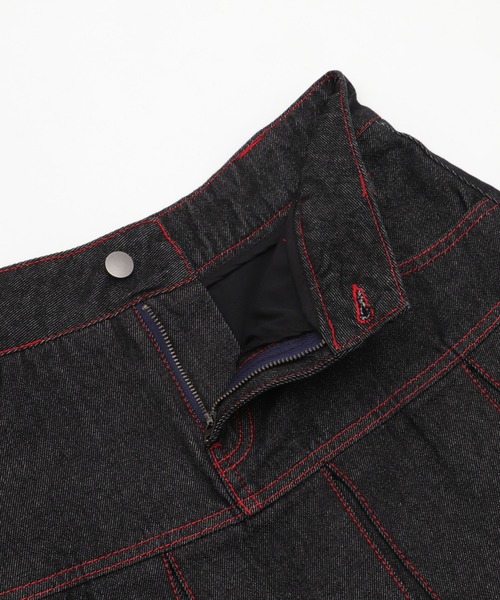 Figments（フィグメンツ）の「プリーツヘムリジットデニムミニスカパン（デニムスカート・レディース・インディゴブルー/ブラック系2・SMALL/MEDIUM）」の6枚目の写真