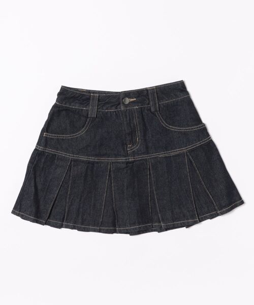 Figments（フィグメンツ）の「プリーツヘムリジットデニムミニスカパン（デニムスカート・レディース・インディゴブルー/ブラック系2・SMALL/MEDIUM）」の9枚目の写真
