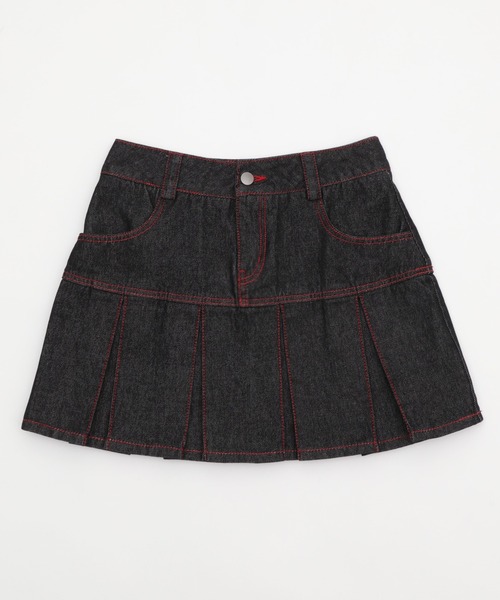 Figments（フィグメンツ）の「プリーツヘムリジットデニムミニスカパン（デニムスカート・レディース・インディゴブルー/ブラック系2・SMALL/MEDIUM）」の16枚目の写真