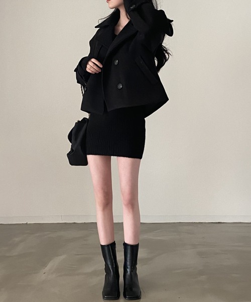 FREE STYLISTS(フリー スタイリスト)の「YUGA_YGMC Double-button short coat(テーラードジャケット・レディース・ベージュ/ブラック・FREE)」の11枚目の写真
