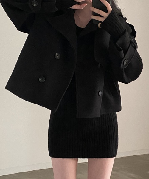 FREE STYLISTS(フリー スタイリスト)の「YUGA_YGMC Double-button short coat(テーラードジャケット・レディース・ベージュ/ブラック・FREE)」の10枚目の写真