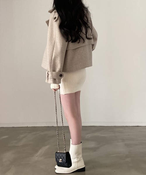 FREE STYLISTS(フリー スタイリスト)の「YUGA_YGMC Double-button short coat(テーラードジャケット・レディース・ベージュ/ブラック・FREE)」の16枚目の写真