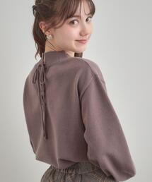 couture brooch | 【後ろ姿も着映える・通勤】バックレースアップ微起毛ニット(ニット/セーター)