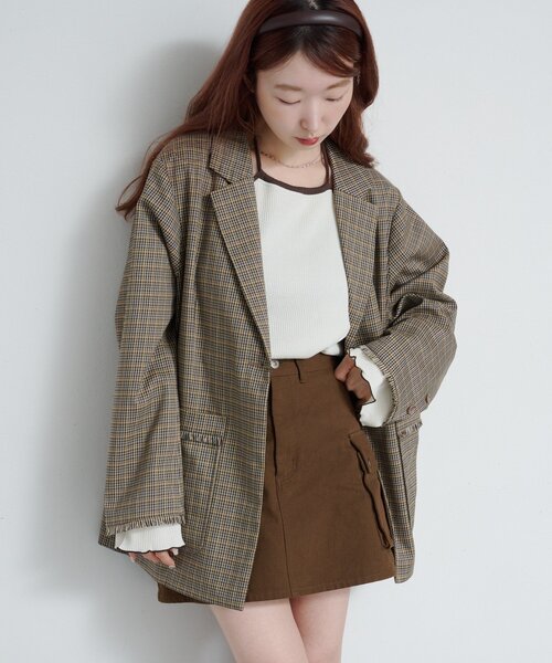 Kastane（カスタネ）の「SETUPチェックフリンジジャケット（テーラード