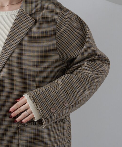 Kastane（カスタネ）の「SETUPチェックフリンジジャケット（テーラード