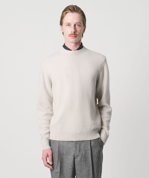 SOVEREIGN（ソブリン）の「＜SOVEREIGN＞BIAGIOLI MODESTO ウール/カシミヤ クルーネック ニット（ニット/セーター・メンズ・ナチュラル/ワイン/ネイビー/ベージュ・M/L）」の3枚目の写真
