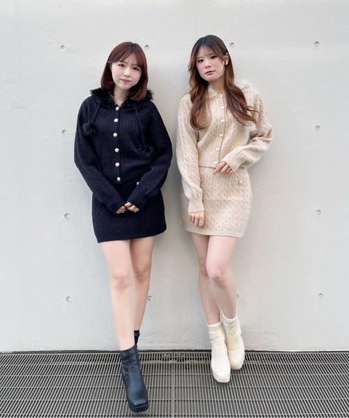 one way（ワンウェイ）の「ファー付きケーブルパーカー（パーカー・レディース・ブラック/ベージュ/グレー・FREE）」の5枚目の写真